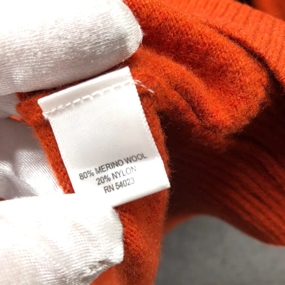Banana Republic Merino Wool Blend Sweater Mens M Orange Crewneck Fall Raglan
